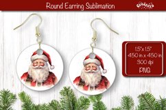 Christmas Round Earring Santa Sublimation Designs Christmas Product Image 1