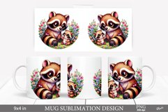 Mother Day Mug PNG. Mama Raccoon PNG. Cute Animal Mug Product Image 1