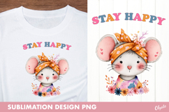 Sweet Love Sublimation. Whimsical Hippie Mouse PNG Product Image 1