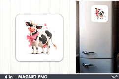Funny Cow Magnet Sublimation PNG, Valentine Magnet PNG Product Image 1