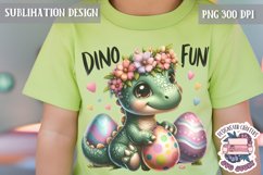 Cute Animal Dinosaur Sublimation Design PNG Spring Dino Product Image 1