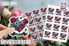 Love sticker Sheet Valentine Day Lovers Gothic Skull PNG Product Image 1
