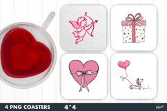 Valentine Coaster Sublimation PNG, Love Square Coaster Product Image 1