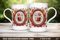 Cute Coffee Frame PNG. Mug Wrap, 11 OZ, 15 OZ Product Image 1