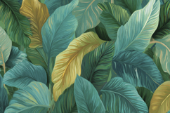 Green And Gold Tropical Leaves Background Product Image 1