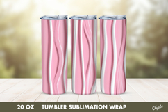 Vertical Pink Striped Tumbler Wrap PNG, 20 OZ Tumbler PNG Product Image 1