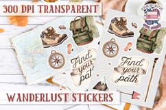 Travel sticker sheet Outdoor Scrapbook PNG Wanderlust Camp Product Image 1