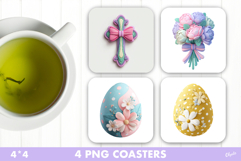 Cute Easter Coaster PNG, Easter Sublimation Design PNG Product Image 1