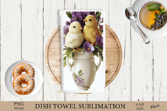 Easter Birds Dish Towel Sublimation, Watercolor Easter PNG Product Image 1