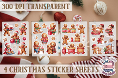 Christmas Gingerbread mans Watercolor Sticker Sheet Winter Product Image 1