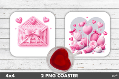 Pink Teacher Knitting, Valentine Coaster Sublimation PNG Product Image 1
