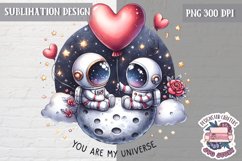 Valentine&#039;s Sublimation Design PNG Cute Space Astronauts Product Image 1
