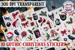 Gothic Christmas Watercolor Sticker Sheet Winter Scary PNG Product Image 1