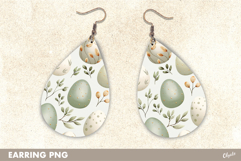 Earring Watercolor Sublimation. Easter Earrings Teardrop PNG Product Image 1