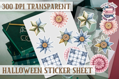 Halloween sticker sheet Creepy Scrapbook PNG Funny Skulls Product Image 1