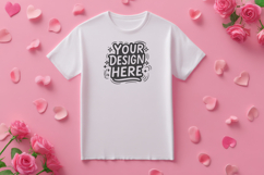 Pink Rose Flatlay T-Shirt Mockup PSD JPG Product Image 1