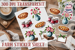 Farm sticker sheet Harvest Scrapbook PNG Vegetables Cozy Product Image 1