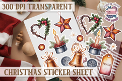 Christmas Watercolor Sticker Sheet Winter Cute Holiday PNG Product Image 1