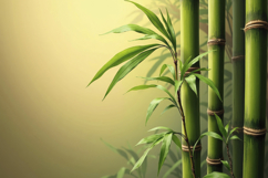 Green Bamboo Stalks and Leaves Background Wallpaper Product Image 1