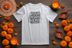 Marigold Diwali T-Shirt Mockup PSD JPG Product Image 1