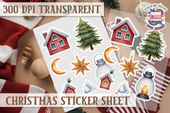Christmas Watercolor Sticker Sheet Winter Cute Holiday PNG Product Image 1
