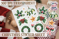 Christmas Sticker Sheet Watercolor Winter Holiday PNG Product Image 1