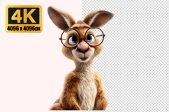 Kangaroo Wearing Glasses Transparent PNG Product Image 1
