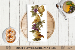 Easter Birds Dish Towel Sublimation, Watercolor Easter PNG Product Image 1