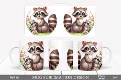 Mother Day Mug PNG. Mama Raccoon with Baby PNG. Product Image 1