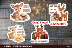 Christmas Cute Raindeer Stickers PNG. Christmas Quote PNG Product Image 1