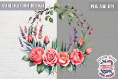 Spring Flowers Sublimation design Wreath Bouquet Watercolor Product Image 1