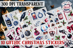 Gothic Christmas Watercolor Sticker Sheet Winter Scary PNG Product Image 1