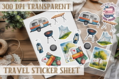 Travel sticker sheet Outdoor Scrapbook PNG Wanderlust Camp Product Image 1