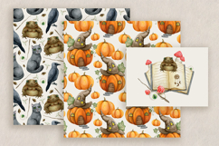 Witchy Pumpkin House Watercolor Clipart Pumpkin House, Cat Product Image 17