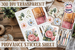 Cozy sticker sheet Flowers Scrapbook PNG Provence Product Image 1
