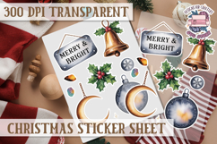 Christmas Watercolor Sticker Sheet Winter Cute Holiday PNG Product Image 1