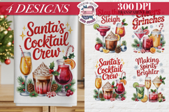 Christmas Cocktail Towels Clipart Sublimation 4 PNG Product Image 1