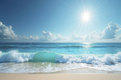 Tropical Beach With Sun Background Product Image 1