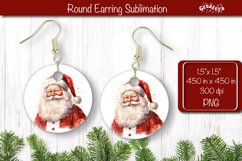Christmas Round Earring Santa Sublimation Designs Christmas Product Image 1