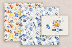 Watercolor Space Animals Clipart Cosmic Safari Set. Patterns Product Image 17