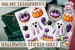 Halloween sticker sheet Creepy Scrapbook PNG Funny Skulls Product Image 1