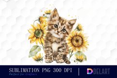 Kitten Sunflower Illustration Clipart Product Image 1