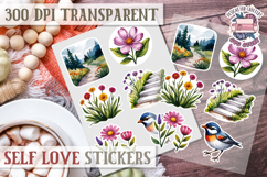 Self Love sticker sheet Scrapbook PNG Nature Watercolor Yoga Product Image 1