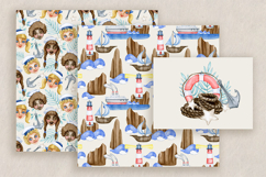 Sea Adventure Watercolor Clipart Boys, Girls, Captain Whale Product Image 17