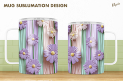 Pastel Colors Mug Sublimation Design, Flowers Mug PNG Product Image 1