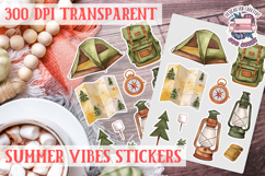 Summer Vibes sticker sheet Summer Scrapbook PNG Product Image 1
