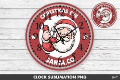 Christmas Clock Sublimation PNG. Santa Design PNG Product Image 1