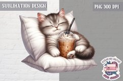 Cute Animal coffee lover Sublimation Design PNG Spring Product Image 1