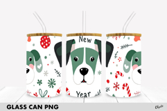 Christmas Dog Glass Can Sublimation. Glass Can Wrap, 16 OZ Product Image 1