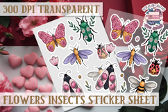 Flowers Insect sticker sheet Bugs Scrapbook PNG Butterfly Product Image 1